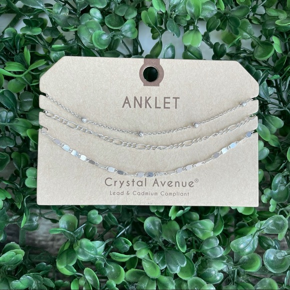 Silver 3 Layered Anklet - Picture 2 of 2